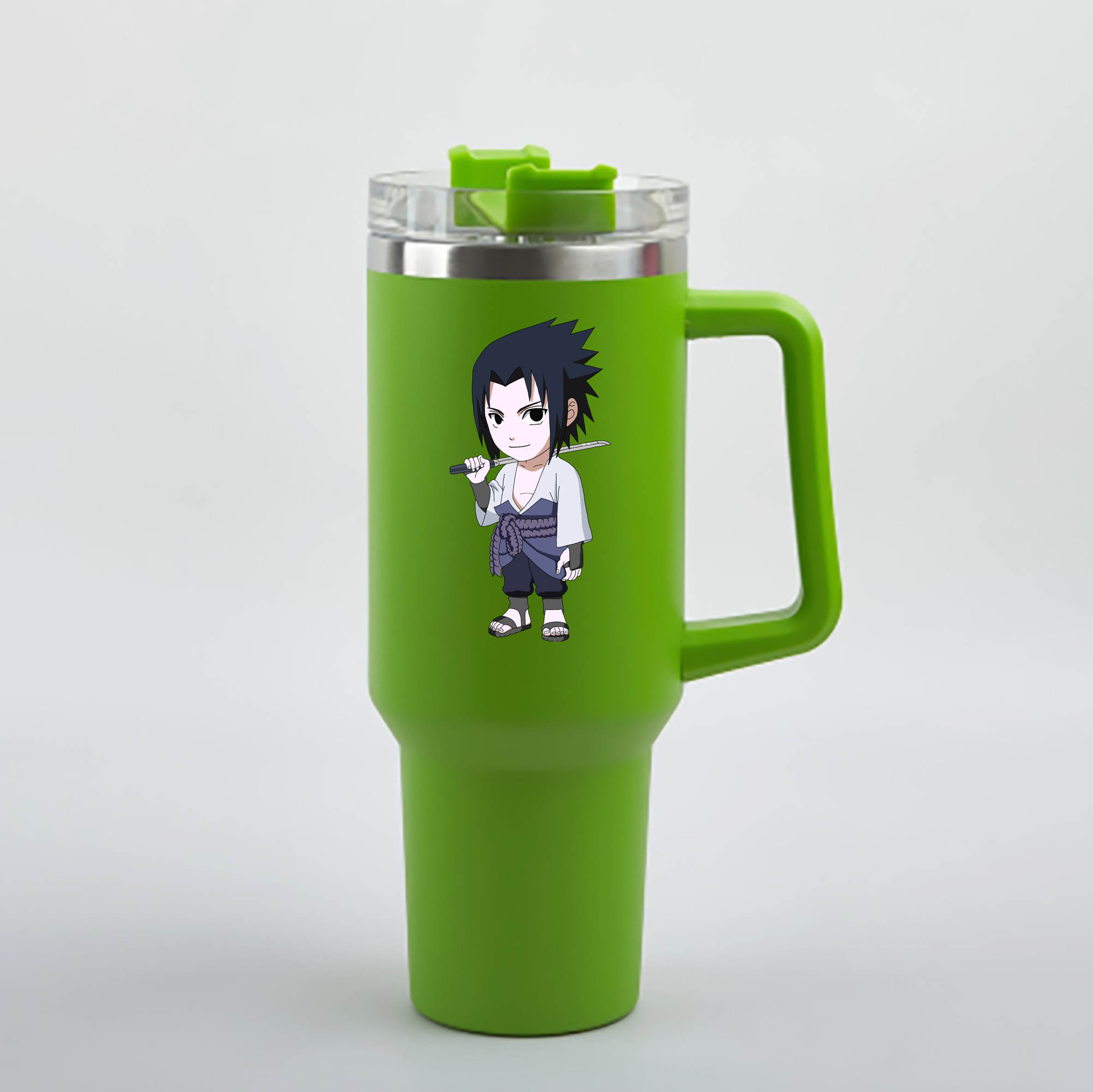 （画像用） NARUTO -ナルト- うちは サスケ Uchiha Sasuke 1200mL車用タンブラー - クリスタルステッカー（プラスチックストロー付き）